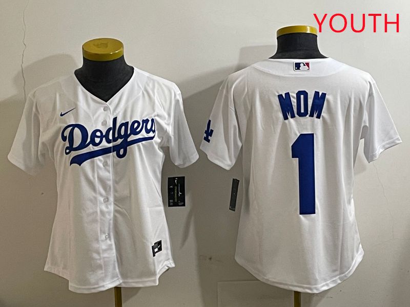 Youth Los Angeles Dodgers #1 Mom White Game 2025 Nike MLB Jersey style 11->youth mlb jersey->Youth Jersey
